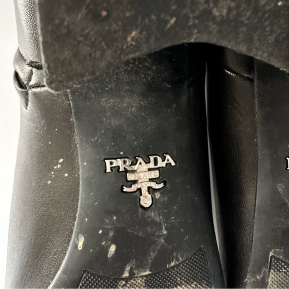 Prada Black Leather Ankle Square Toe Boots - Picture 5 of 6